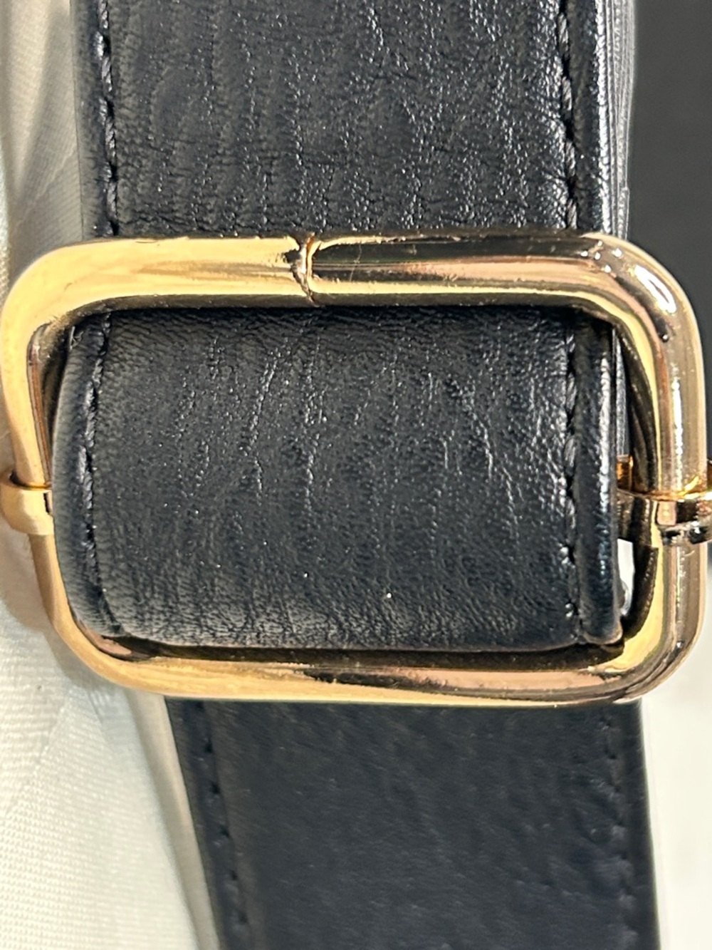 Black Pebbled Leather Strap with Gold Hardware (Thick!)